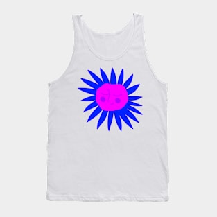 Blue flower with pink happy face, version 5 Tank Top